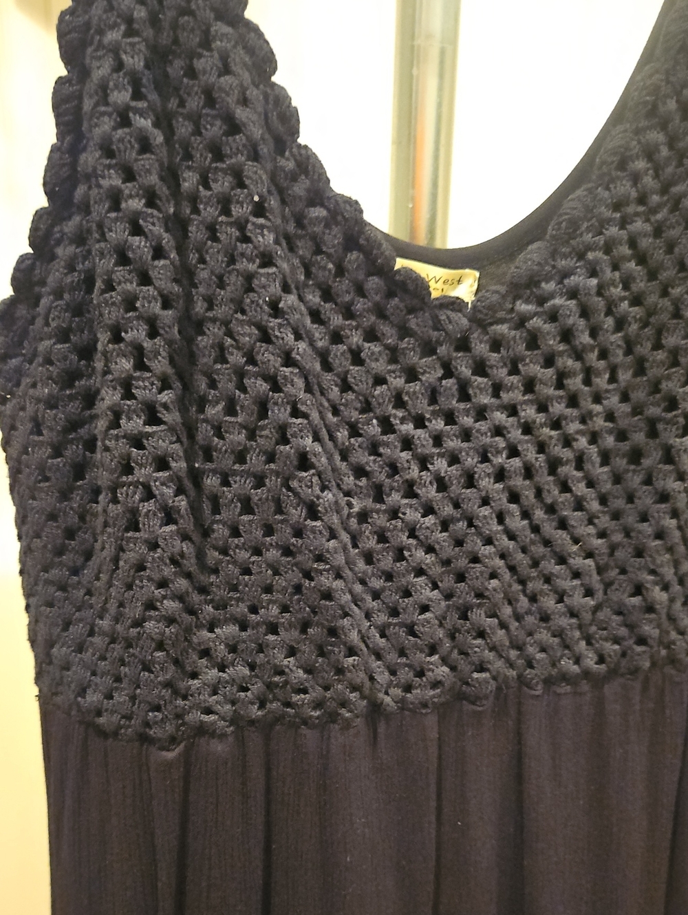 Studio West Black Crochet Yoke Sleeveless Maxi Dress Size Large